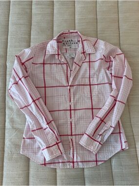 Frank & Eileen Barry Cotton Pink Windowpane Check Shirt XS